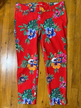 Old Navy Pixies in Red Tropical Floral Stretch Pants